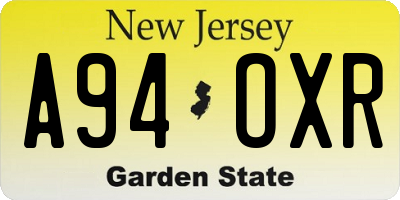 NJ license plate A94OXR