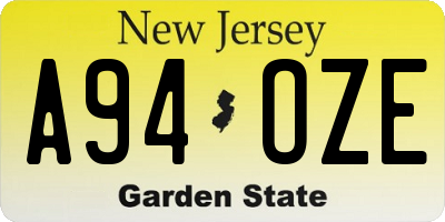 NJ license plate A94OZE
