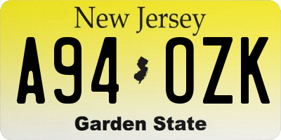 NJ license plate A94OZK