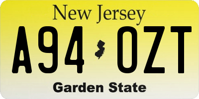 NJ license plate A94OZT