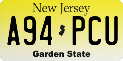 NJ license plate A94PCU