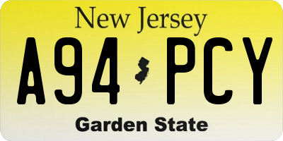 NJ license plate A94PCY
