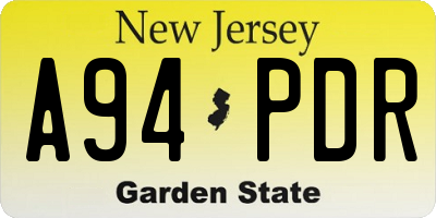 NJ license plate A94PDR