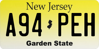 NJ license plate A94PEH