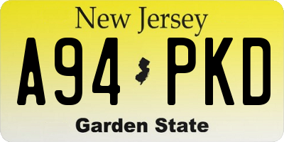 NJ license plate A94PKD