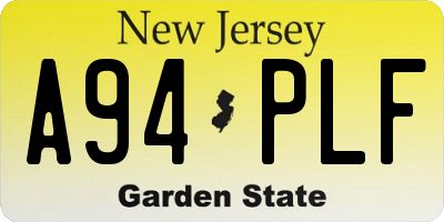 NJ license plate A94PLF