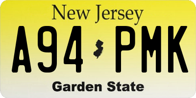 NJ license plate A94PMK
