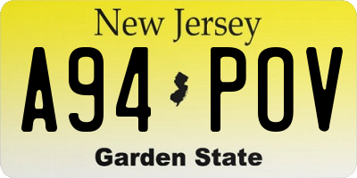 NJ license plate A94POV