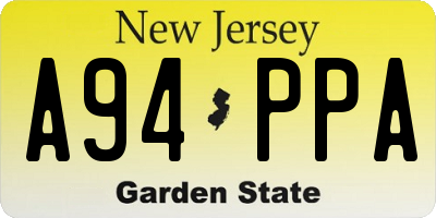 NJ license plate A94PPA