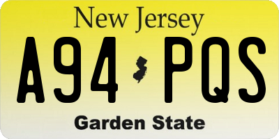 NJ license plate A94PQS