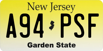 NJ license plate A94PSF