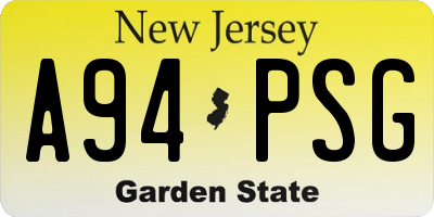 NJ license plate A94PSG