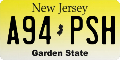 NJ license plate A94PSH