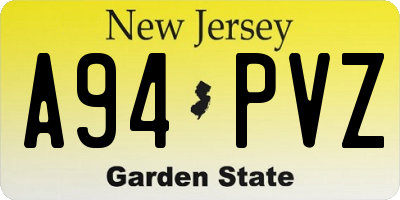 NJ license plate A94PVZ