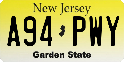 NJ license plate A94PWY