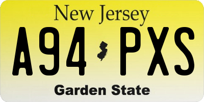 NJ license plate A94PXS