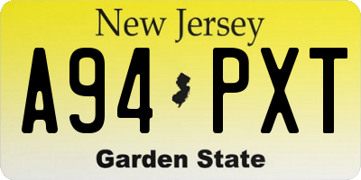 NJ license plate A94PXT