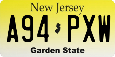 NJ license plate A94PXW