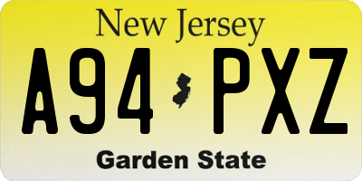 NJ license plate A94PXZ