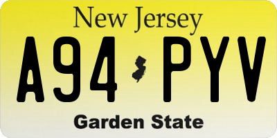 NJ license plate A94PYV