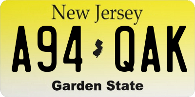 NJ license plate A94QAK
