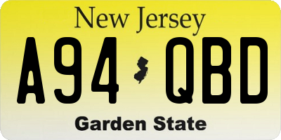 NJ license plate A94QBD