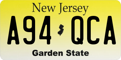 NJ license plate A94QCA