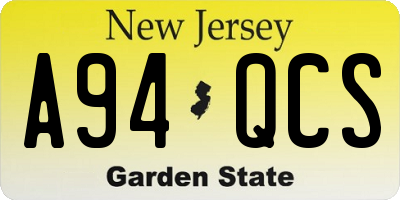 NJ license plate A94QCS