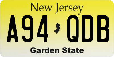 NJ license plate A94QDB