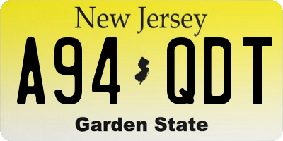 NJ license plate A94QDT