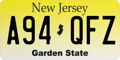 NJ license plate A94QFZ