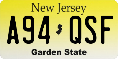 NJ license plate A94QSF