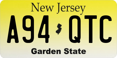 NJ license plate A94QTC