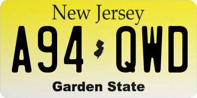 NJ license plate A94QWD