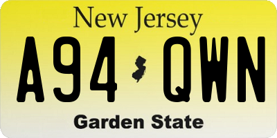 NJ license plate A94QWN