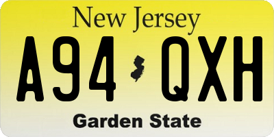 NJ license plate A94QXH