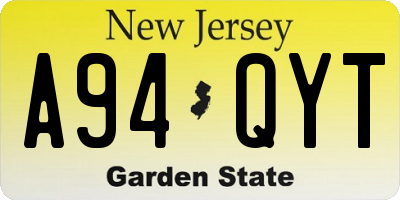 NJ license plate A94QYT