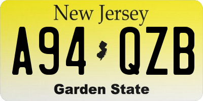 NJ license plate A94QZB