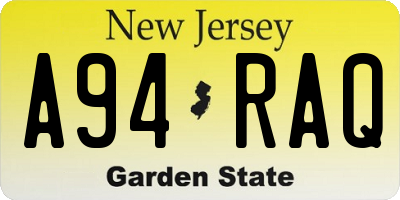 NJ license plate A94RAQ