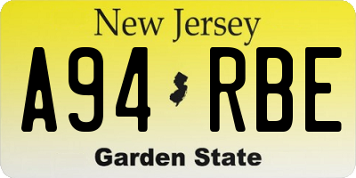 NJ license plate A94RBE