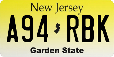 NJ license plate A94RBK