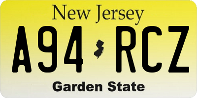 NJ license plate A94RCZ
