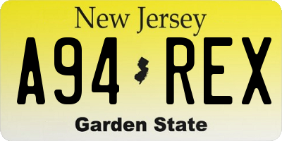 NJ license plate A94REX