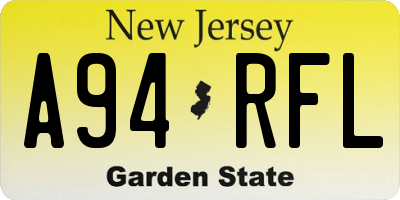 NJ license plate A94RFL