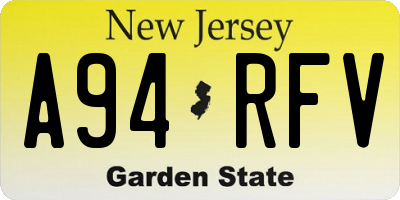 NJ license plate A94RFV