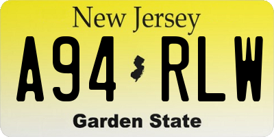 NJ license plate A94RLW