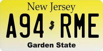 NJ license plate A94RME