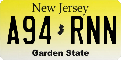 NJ license plate A94RNN