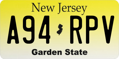 NJ license plate A94RPV
