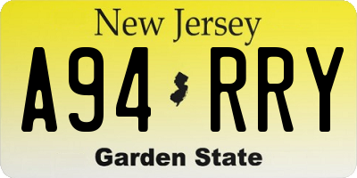 NJ license plate A94RRY